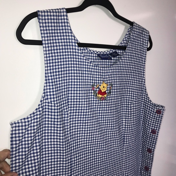 Vintage Winnie the Pooh Embroidered Gingham Dress - Picture 2 of 8